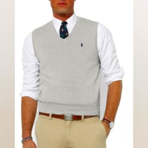 Polo Ralph Lauren Men's V-Neck Cotton Sweater Vest - Large